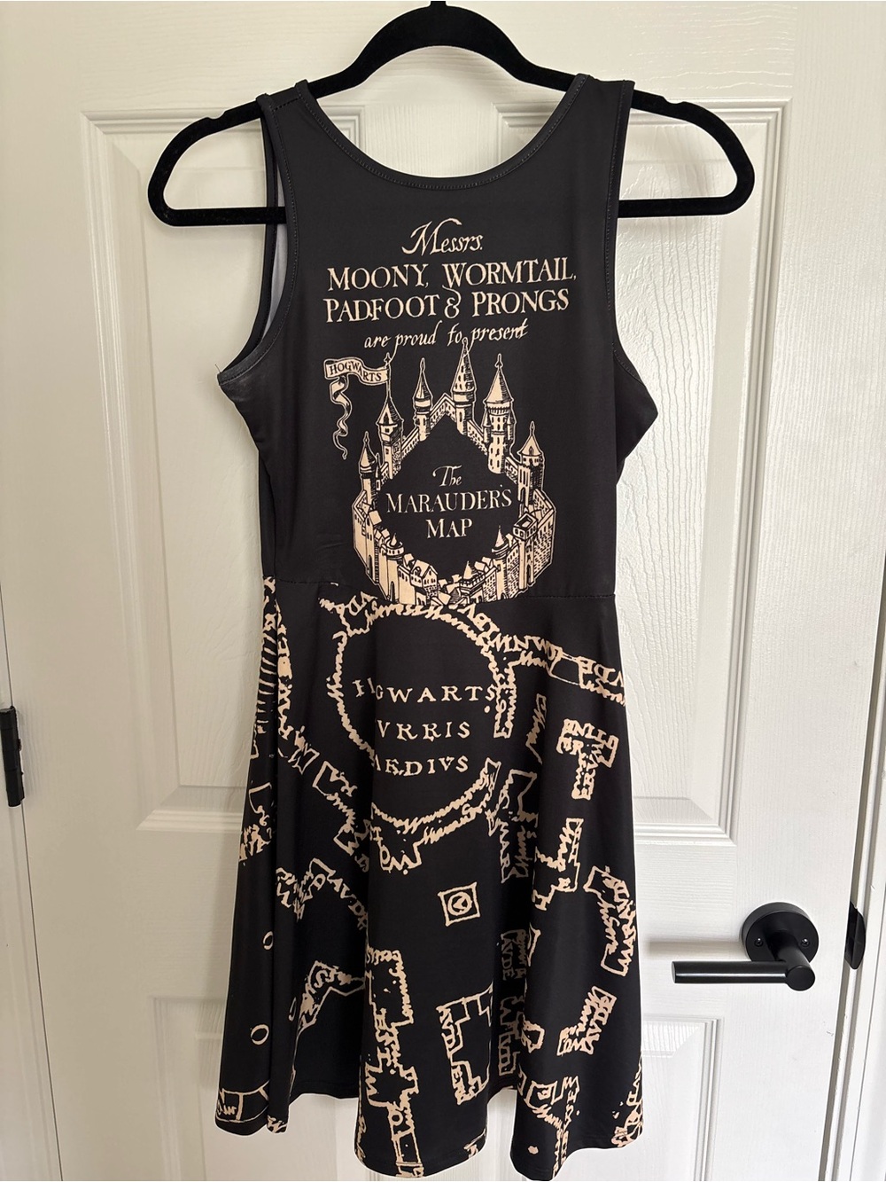 Black Marauder's Map Print Skater Dress Harry Potter stretchy hogwarts hot topic